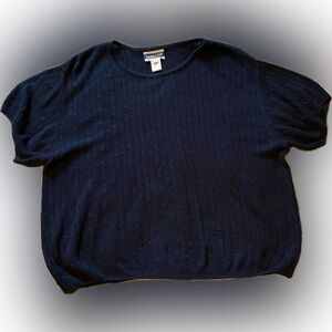 Pendleton knit short sleeve sweater in DEEP Navy🧵vtg USA MADE